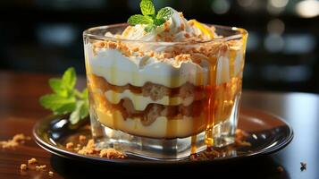 orange pudding efterrätt ljuv mat mellanmål ai genererad foto
