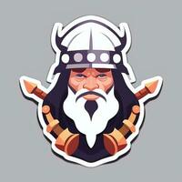 ai genererad viking gamer logotyp avatar klämma konst ikon klistermärke dekoration enkel bakgrund foto