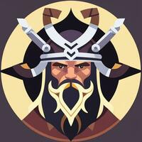 ai genererad viking gamer logotyp avatar klämma konst ikon klistermärke dekoration enkel bakgrund foto