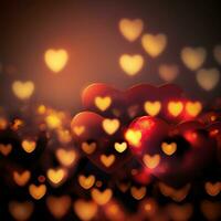 ljus röd hjärtan abstrakt bakgrund. bakgrund med hjärtan . suddigt gul, orange, röd hjärtan, och en par av omfattande hjärtan för de hjärtans dag hemsida rubrik. generativ ai, generativ ai foto