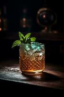 en uppfriskande cocktail Sammanträde på en tabell ai genererad foto