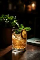 en uppfriskande cocktail Sammanträde på en tabell ai genererad foto