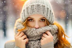 vinter- värme - stickat mode - generativ ai foto