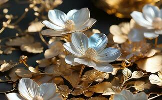 en lyx elegant silver- och guld blommor. foto