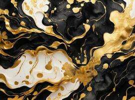 ai genererad abstrakt bakgrund med guld svart marmor, vattenfärg modell foto
