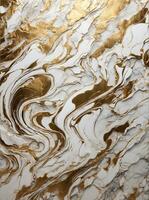 ai genererad abstrakt bakgrund med vit guld realistisk marmor textur foto