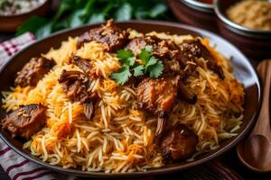 indisk biryani recept - biryani recept. ai-genererad foto