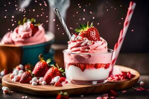 de bäst jordgubb desserter. ai-genererad foto