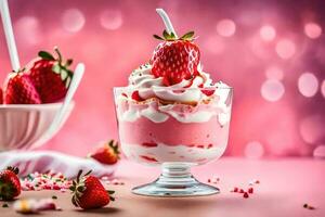 de bäst jordgubb desserter i de värld. ai-genererad foto