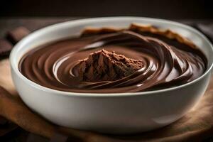 choklad pudding i en skål. ai-genererad foto