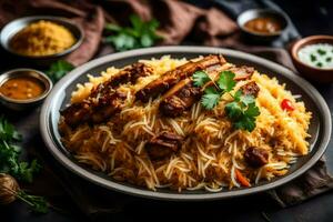 indisk biryani recept - biryani recept. ai-genererad foto