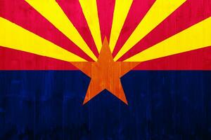 flagga av stat av arizona på en texturerad bakgrund. begrepp collage. foto