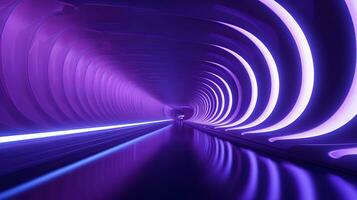 ai genererad tömma lila tunnel. teknologi trogen bakgrund. foto