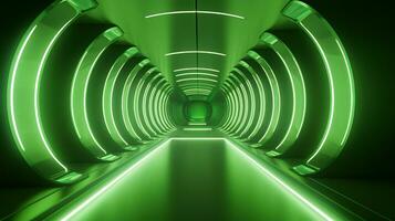 ai genererad tömma grön trogen tunnel. teknologi design. foto