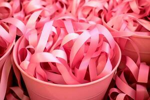 rosa oktober de rosa rosett eller rosa band påminner oss av de betydelse av tar vård av vår bröst hälsa. tidigt upptäckt sparar liv. Ansluta sig de orsak. ai generativ foto