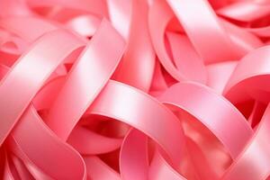 rosa oktober - de rosa band är de symbol av hoppas och bröst cancer förebyggande. värde tidigt upptäckt och medvetenhet. tillsammans mot bröst cancer vi är starkare ai generativ foto