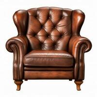 isolerat rufous sammet fåtölj. årgång mjuk brun stol. isolerade möbel. generativ ai foto