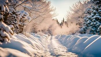 ai genererad snöig jord foto