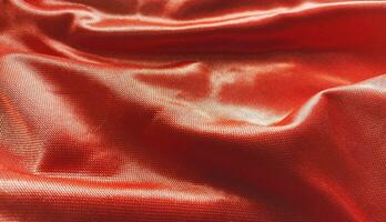 textur röd Linné tyg, skrynkliga Linné bakgrund foto