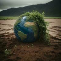 ai genererad jord i de balans konfrontera de global uppvärmningen utmaning foto