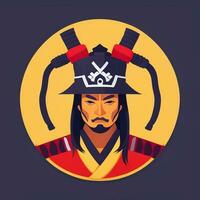 ai genererad samuraj ikon avatar gamer klämma konst klistermärke dekoration enkel bakgrund foto