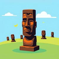 ai genererad moai staty sten huvud avatar gamer klämma konst klistermärke dekoration enkel bakgrund kulturell foto