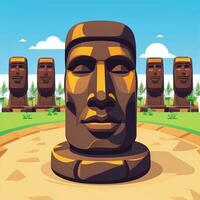 ai genererad moai staty sten huvud avatar gamer klämma konst klistermärke dekoration enkel bakgrund kulturell foto