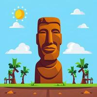 ai genererad moai staty sten huvud avatar gamer klämma konst klistermärke dekoration enkel bakgrund kulturell foto