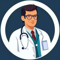 ai genererad läkare läkare avatar ikon klämma konst klistermärke dekoration enkel bakgrund foto