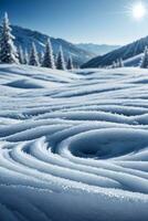 ai genererad vinter- landskap detaljerad snö is ai generativ foto