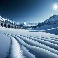 ai genererad vinter- landskap detaljerad snö is ai generativ foto
