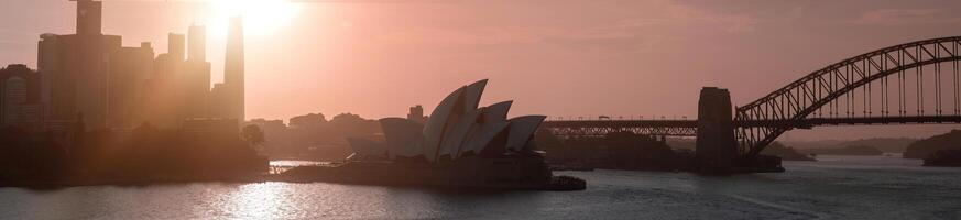 Australien naturskön sydney stadens centrum horisont panorama och finansiell företag Centrum nära opera hus foto