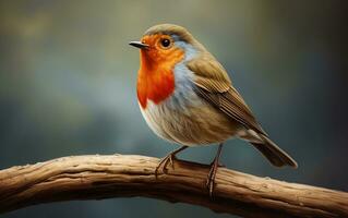 ai generativ söt robin fågel på naturlig miljö foto