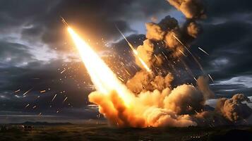 ai generativ utforskning missil raket ge sig på krig bakgrund foto