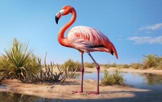 ai generativ amerikan flamingo fågel fotografi foto