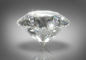 skön skinande diamant i lysande skära på vit bakgrund,- kristall bakgrund foto