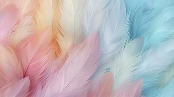abstrakt bakgrund med pastellfärgade fjädrar. ai genererad foto