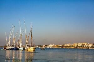 nile de längst flod i afrika. primär vatten källa av egypten. landskap med klar vatten flod. foto