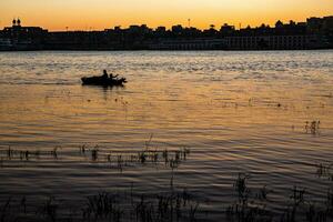 nile de längst flod i afrika. primär vatten källa av egypten. landskap med klar vatten flod. foto