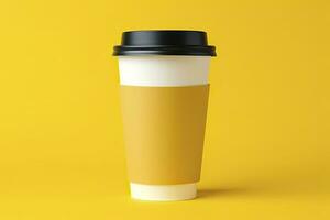 tom kaffe kopp isolerat på gul bakgrund. ai genererad foto