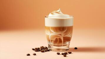 ai genererad Foto kaffe dryck med mjölk i glas generativ ai