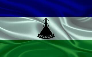 3d vinka realistisk silke nationell flagga av lesotho. Lycklig nationell dag lesotho flagga bakgrund. stänga upp foto