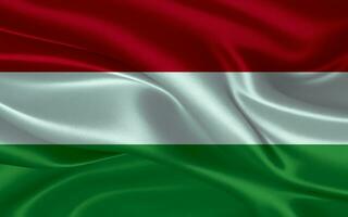 3d vinka realistisk silke nationell flagga av Ungern. Lycklig nationell dag ungern flagga bakgrund. stänga upp foto