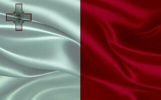 3d vinka realistisk silke nationell flagga av malta. Lycklig nationell dag malta flagga bakgrund. stänga upp foto