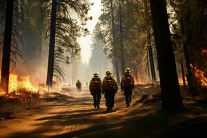 löpeld skog brand uppslukar trän brand sprider sig vilt ai genererad foto