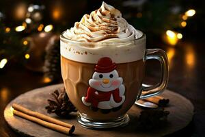 ai genererad klassisk varm choklad rik värme och krämig äggtoddy festlig Semester jul ai genererad foto