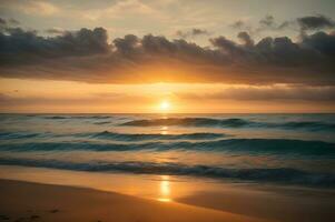 skön solnedgång se från strand, ai generativ foto