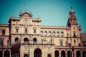 skön torg de espana, Sevilla, Spanien foto