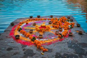 olja lampa pooja diya lampa på ghats i jodhpur, rajasthan, Indien foto