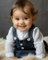 ai genererad närbild porträtt leende babygenererad bild foto